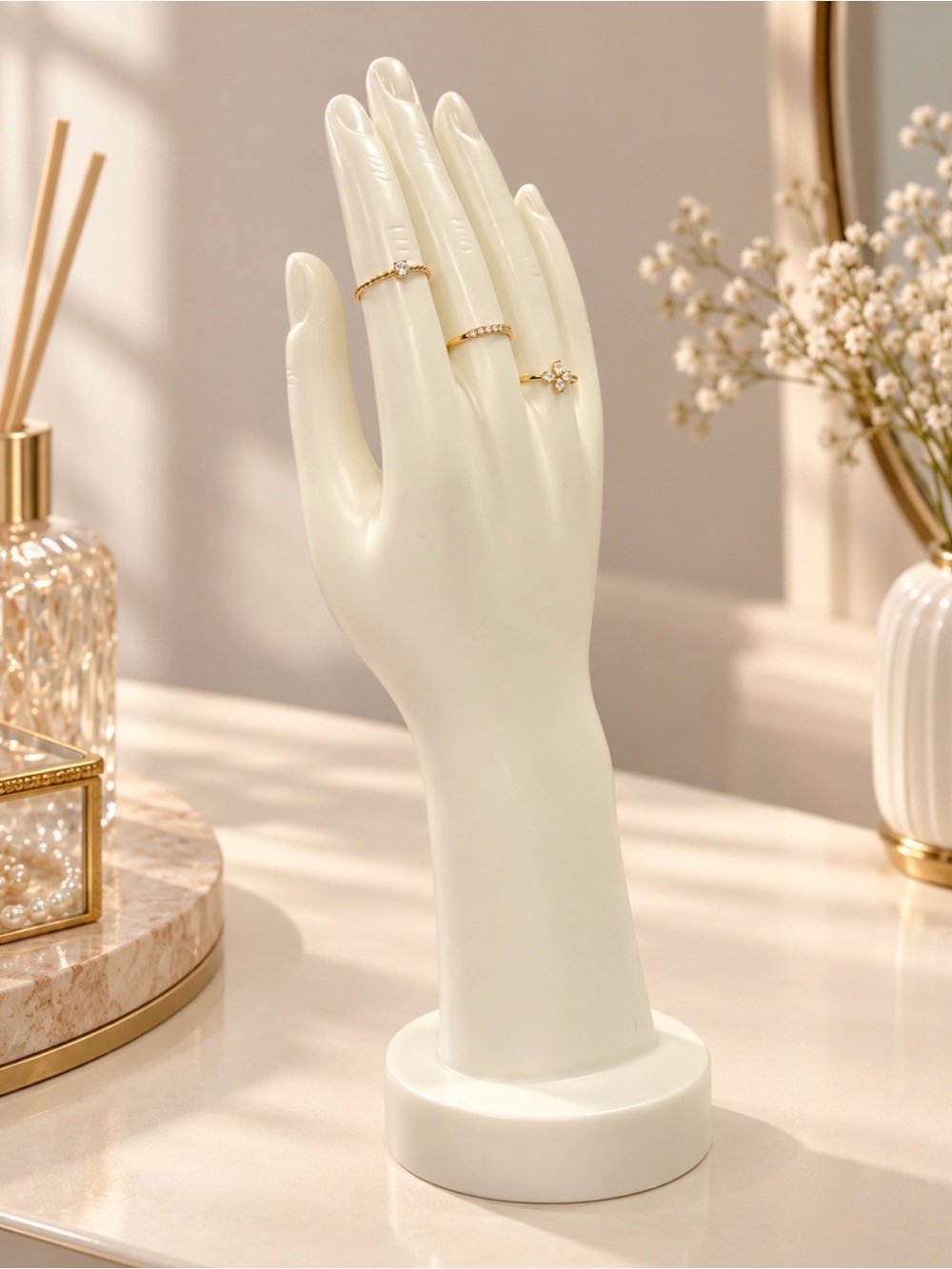 Neutral White Jewelry Ring Display Stand